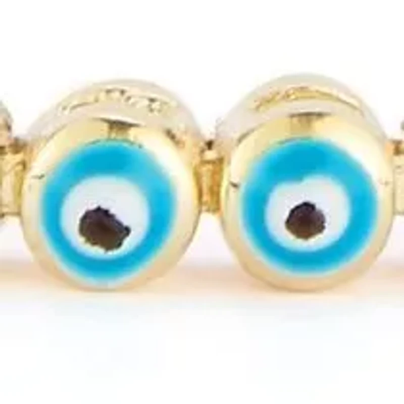 Sterling Silver CZ Evil Eye Adjustable Tennis Bracelet