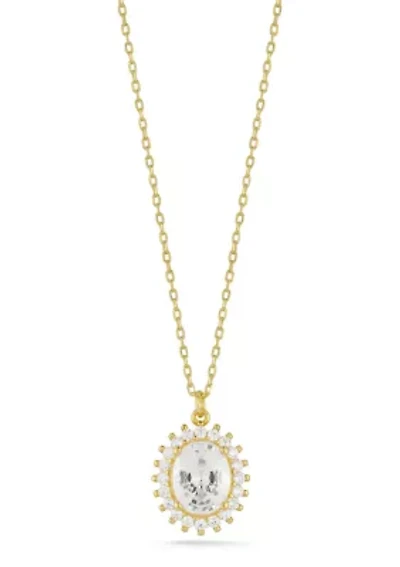 Sterling Silver CZ Vintage Pendant Necklace