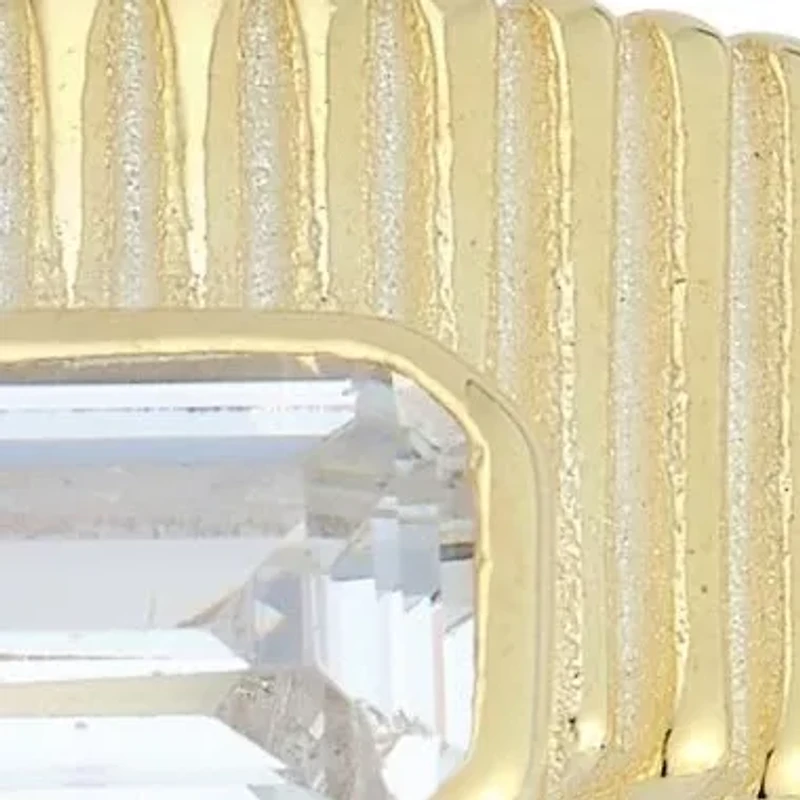 Sterling Silver Emerald Cut CZ Ribbed Band Ring