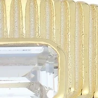 Sterling Silver Emerald Cut CZ Ribbed Band Ring