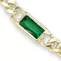 Sterling Silver Baguette Cut CZ Curb Chain Bracelet