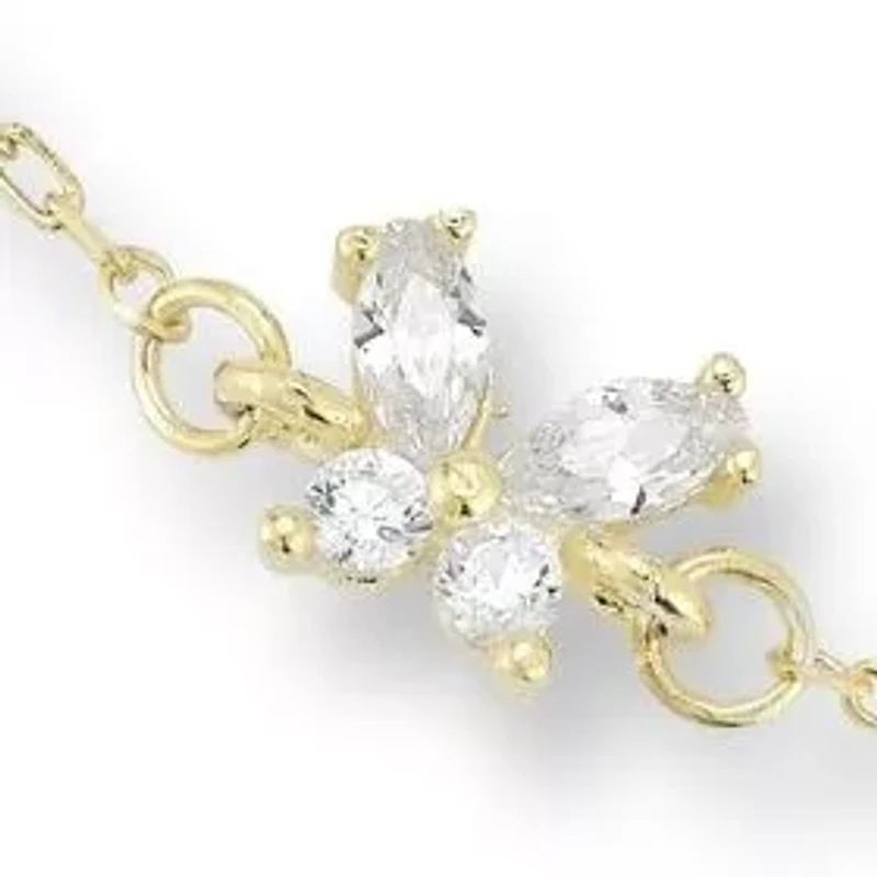 Sterling Silver CZ Dainty Butterfly Anklet