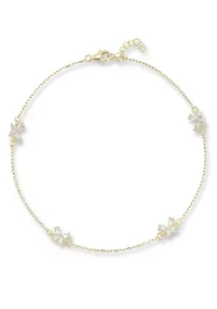 Sterling Silver CZ Dainty Butterfly Anklet