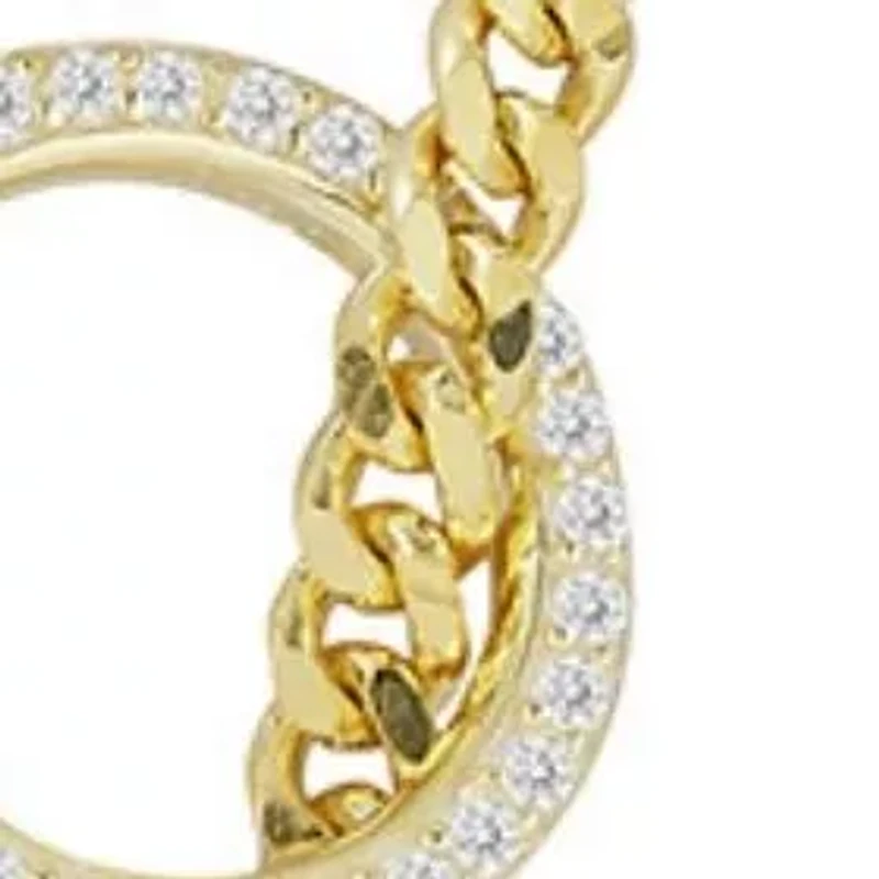 Sterling Silver Pave Toggle Curb Chain Choker