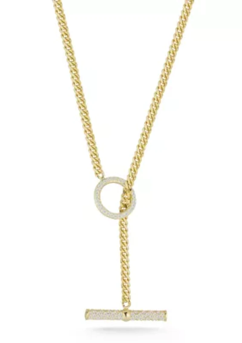 Sterling Silver Pave Toggle Curb Chain Choker