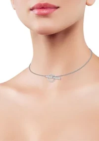 Sterling Silver Pave Toggle Curb Chain Choker