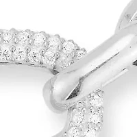 Sterling Silver Pave Bold Link Bracelet