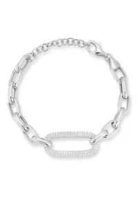 Sterling Silver Pave Bold Link Bracelet