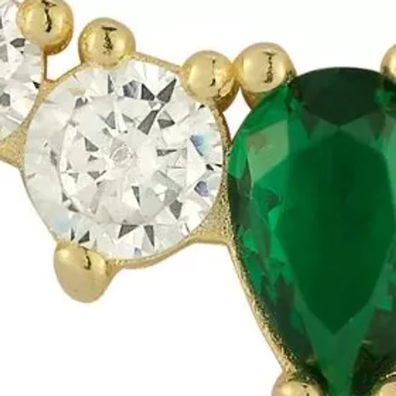 Sterling Silver Graduated CZ Curved Bar Necklace