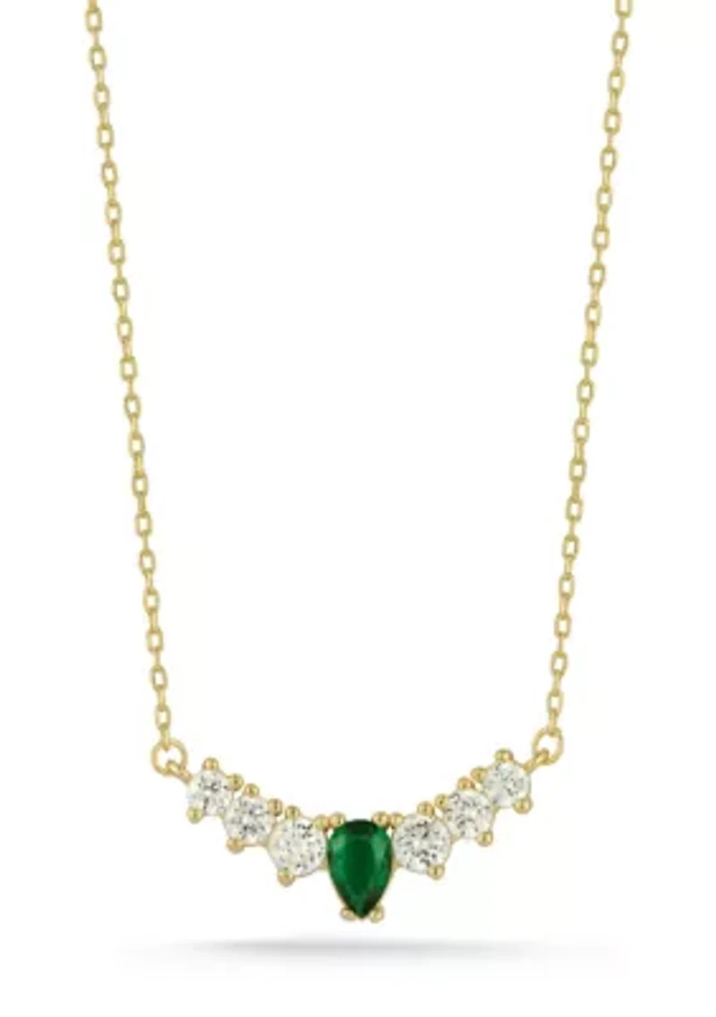 Sterling Silver Graduated CZ Curved Bar Necklace