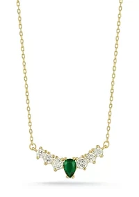 Sterling Silver Graduated CZ Curved Bar Necklace