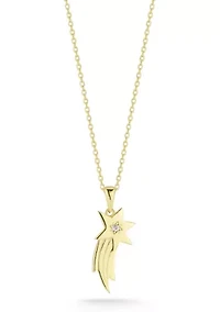Sterling Silver CZ Shooting Star Pendant Necklace