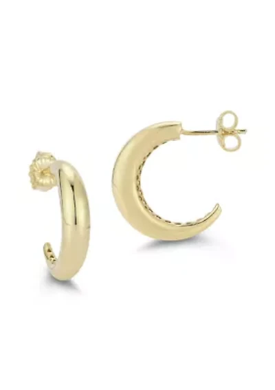 Sterling Silver Graduated C Hoop Earrings