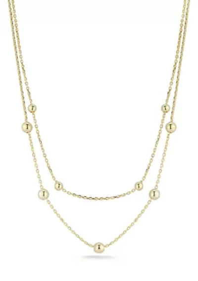 Sterling Silver Double Layer Ball Station Necklace