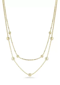 Sterling Silver Double Layer Ball Station Necklace
