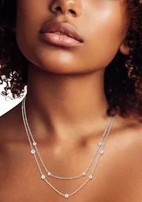 Sterling Silver Double Layer Ball Station Necklace