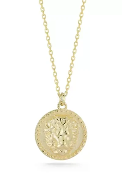 Sterling Silver 3D Lion Head Medallion Necklace
