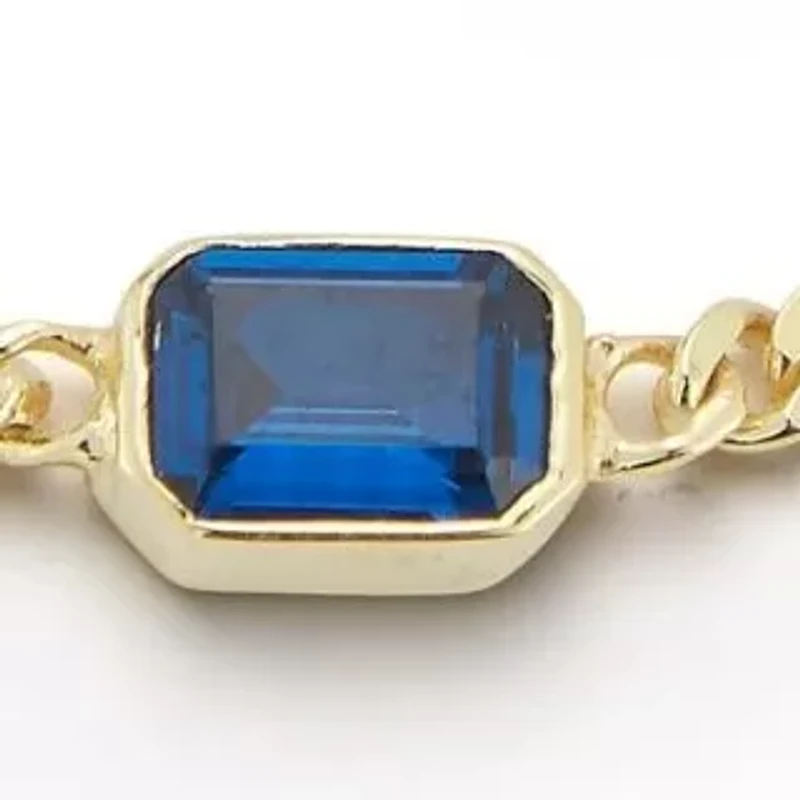 Sterling Silver Emerald Cut CZ Bracelet with Curb Chain