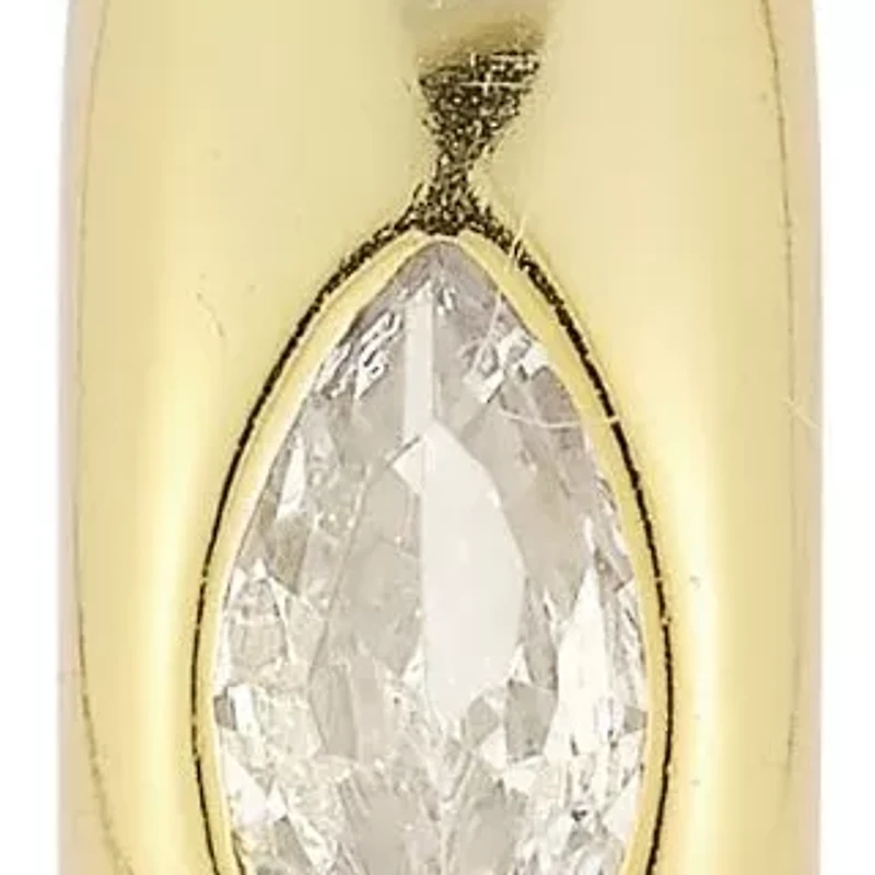 Sterling Silver Marquise CZ Huggie Hoop Earrings