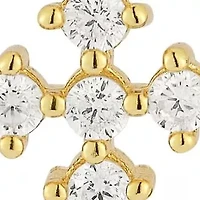 Sterling Silver CZ Dainty Cross Charm Huggie Hoop Earrings