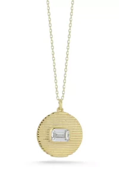 Sterling Silver Emerald Cut CZ Medallion Necklace