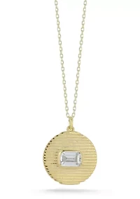Sterling Silver Emerald Cut CZ Medallion Necklace