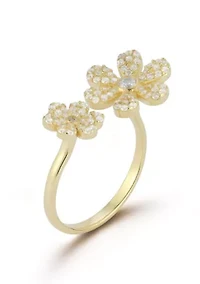 Sterling Silver CZ Open Flower Ring
