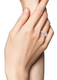 Sterling Silver CZ Open Flower Ring