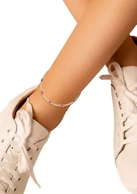 Sterling Silver Baguette Cut CZ Curb Chain Anklet