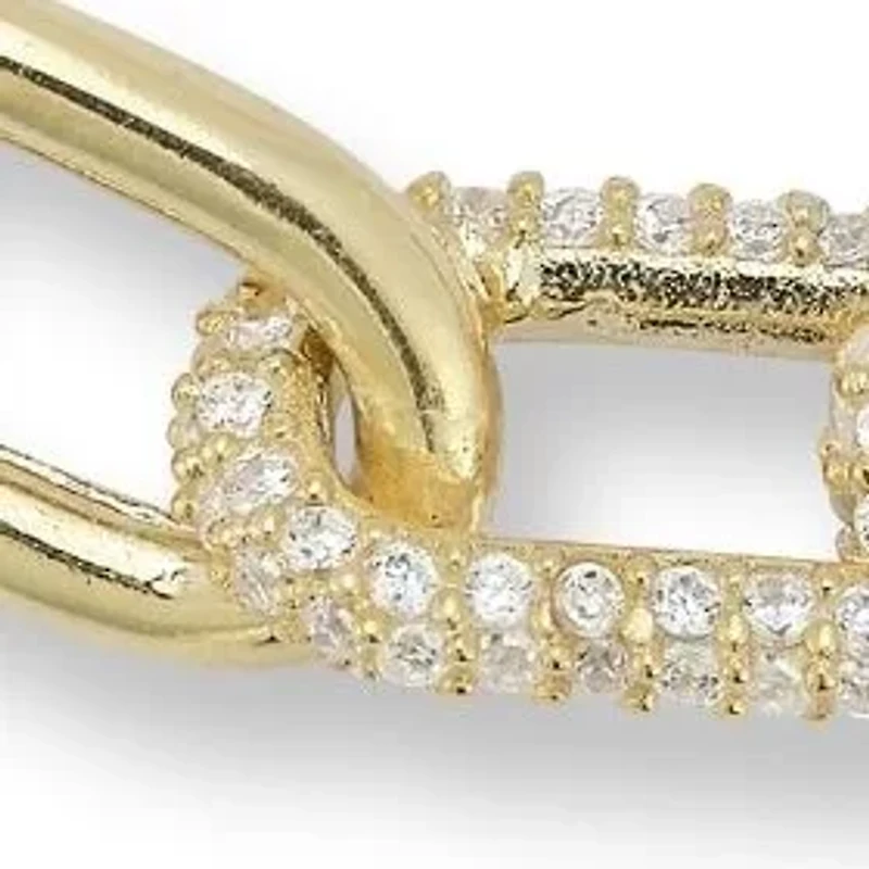 Sterling Silver Pave Oval Link Bracelet