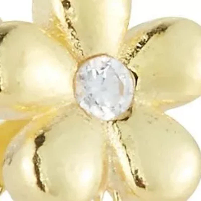 Sterling Silver CZ Flower Front/Back Drop Earrings