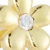 Sterling Silver CZ Flower Front/Back Drop Earrings