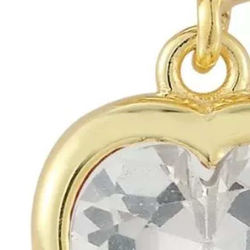 Sterling Silver Heart CZ Toggle Clasp Pendant Necklace