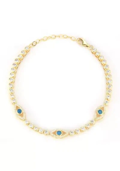 Sterling Silver CZ Evil Eye Tennis Bracelet