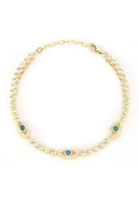 Sterling Silver CZ Evil Eye Tennis Bracelet