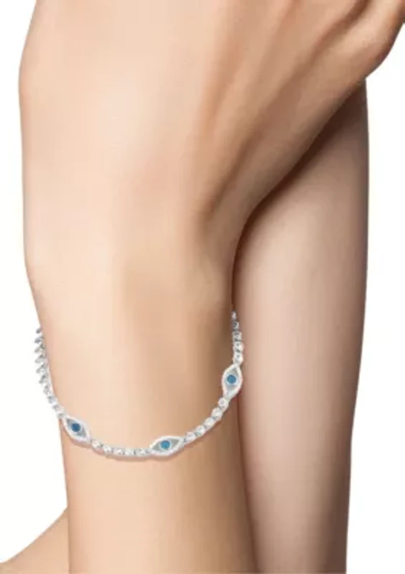Sterling Silver CZ Evil Eye Tennis Bracelet
