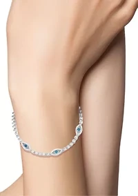 Sterling Silver CZ Evil Eye Tennis Bracelet