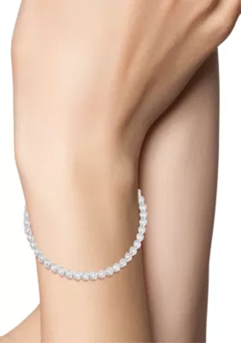 Sterling Silver Heart Bezel CZ Tennis Bracelet