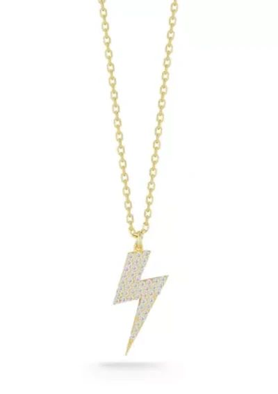 Sterling Silver Pave Lightning Pendant Necklace