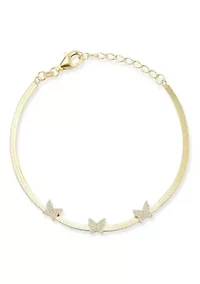 14K Gold Over Sterling Silver Butterfly Herringbone Bracelet