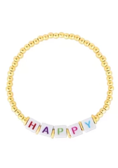 Sterling Silver "Happy" Beaded Bracelet