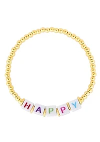 Sterling Silver "Happy" Beaded Bracelet