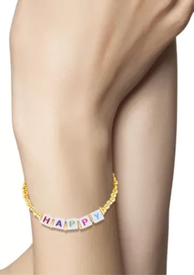 Sterling Silver "Happy" Beaded Bracelet