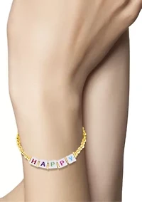 Sterling Silver "Happy" Beaded Bracelet