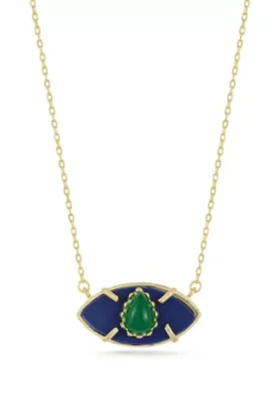 Sterling Silver Synthetic Turquoise and Synthetic Black Onyx Eye Pendant Necklace