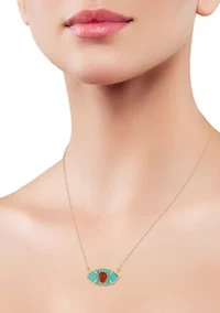 Sterling Silver Synthetic Turquoise and Synthetic Black Onyx Eye Pendant Necklace