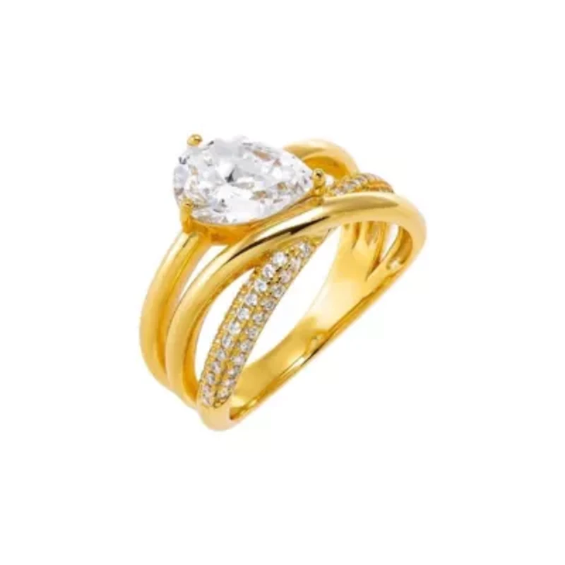 Solid/Pavé Intertwined Pear Ring