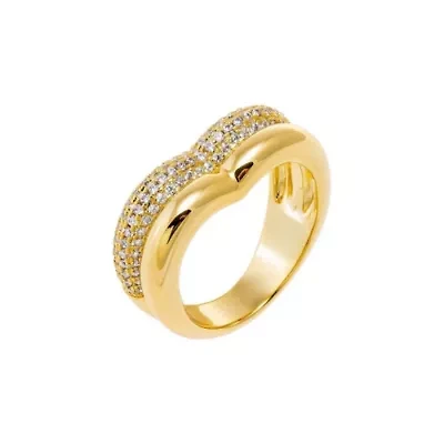 Solid/Pave Double Heart Shape Ring