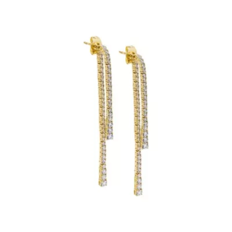 CZ Double Graduated Tennis Stud Earring