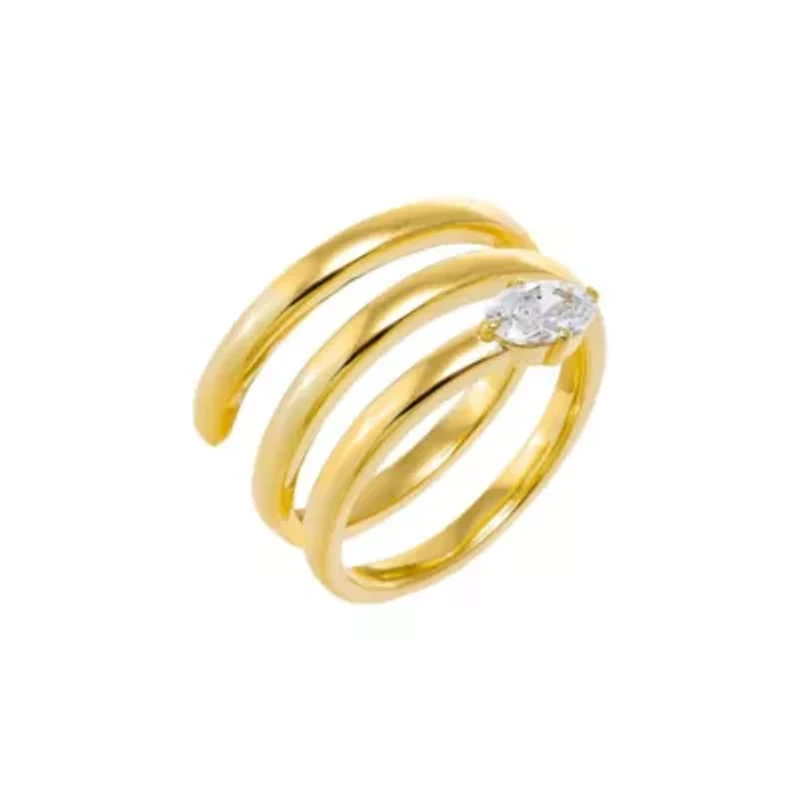 CZ Solitaire Triple Coil Ring